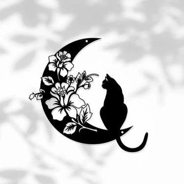 Cresent Moon and Cat Metal Wall Decor