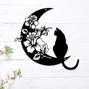 Cresent Moon and Cat Metal Wall Decor