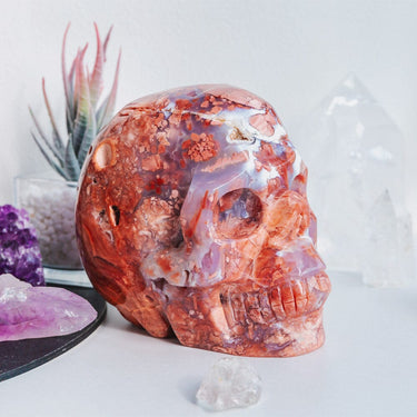 Pink Agate Skull