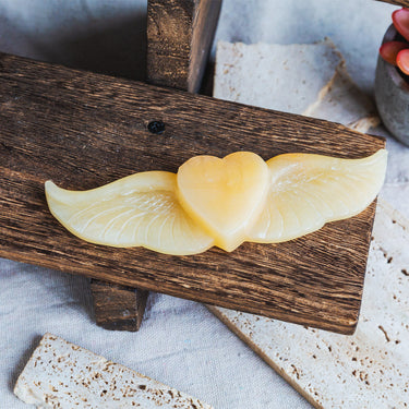 Orange Calcite Heart With Wings