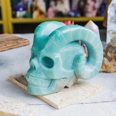 Green Aventurine Sheep Skull