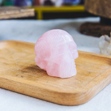 2" Rose Quartz Muscle Skull