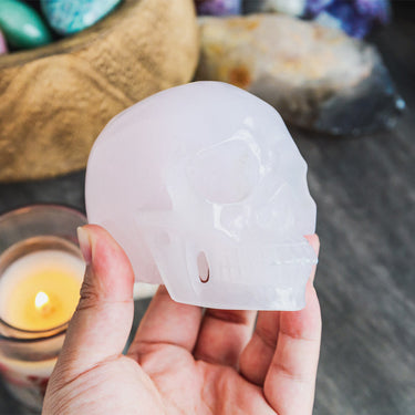 Pink Calcite Hollow Out Skull