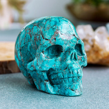 Blue apatite skull