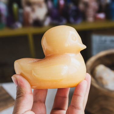 4" Orange Calcite Duck