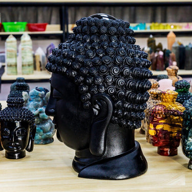 Black Obsidian Buddha head