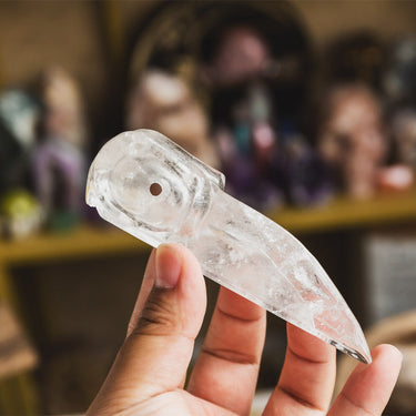 Clear Quartz Raven Skull