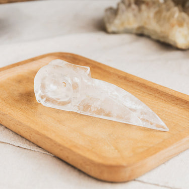 Clear Quartz Raven Skull