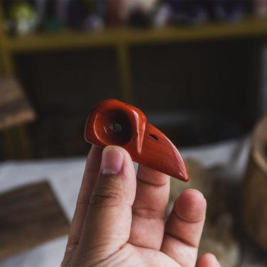 2" Red Jasper Raven Skull