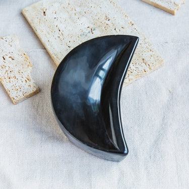 Golden Sheen Obsidian Moon Bowl