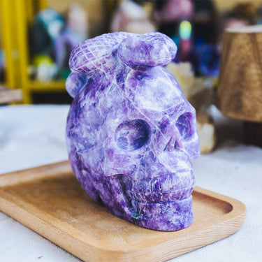 Purple Mica Skull With Snake