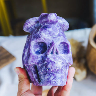 Purple Mica Skull With Snake