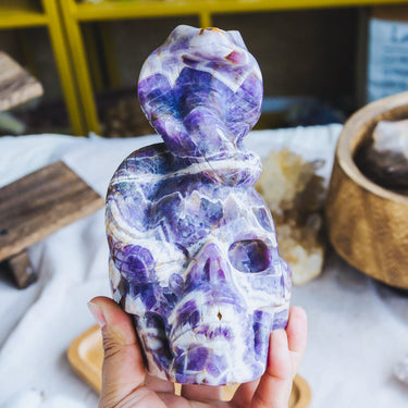 Dream Amethyst Skull With Cobra