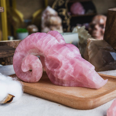 Rose Quartz Sheep Skull