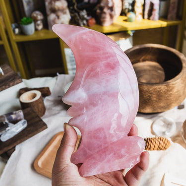 Rose Quartz Moon Face