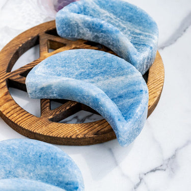 Blue calcite moon bowl