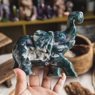 Moss Agate Elephant