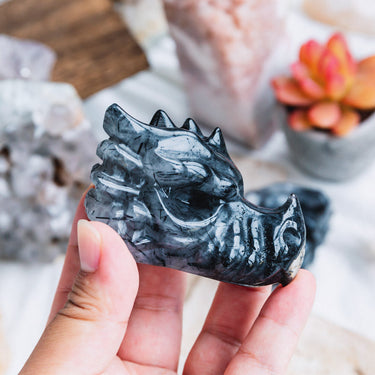 3" Black Tourmaline Dragon Head