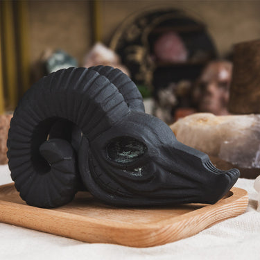 Black Obsidian Sheep Skull