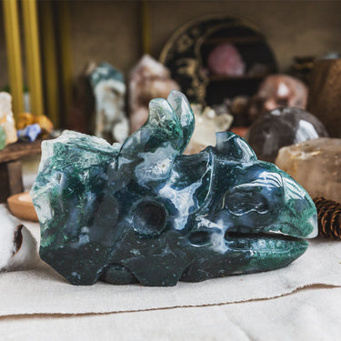 Moss Agate Triceratops