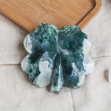 Moss Agate Four Leaf Clover