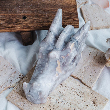 White Crazy Lace Agate Dragon Head