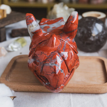 Red Jasper Triceratops Head