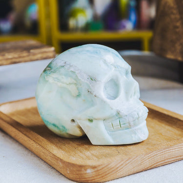 Blue Aragonite Skull