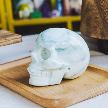 Blue Aragonite Skull