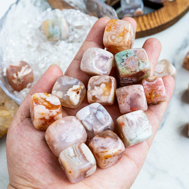 Flowers agate cube