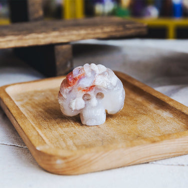 1.5" Flower Agate Indian Skull