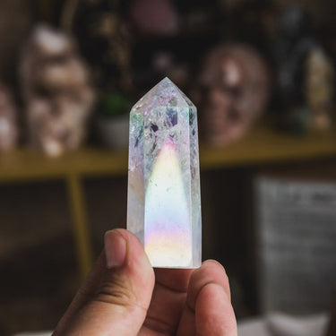 Aura Ice Clear Quartz Point