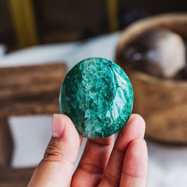 Green Strawberry Quartz Palm Stone