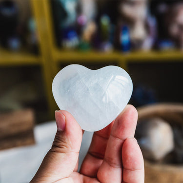 White Honey Calcite Heart