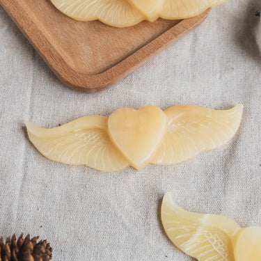 Orange Calcite Heart With Wing