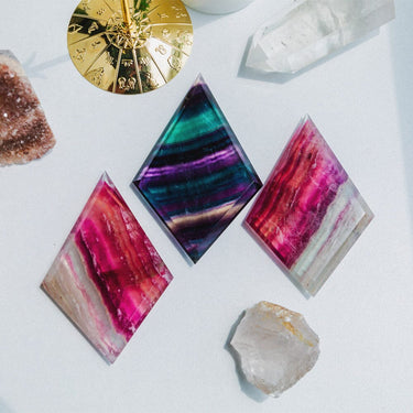 Rainbow Fluorite Rhombus Slice