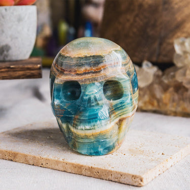 Blue Onyx Skull