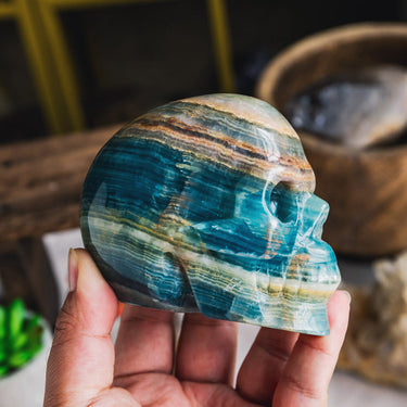 Blue Onyx Skull