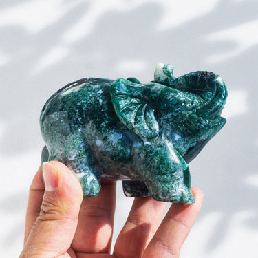 Moss agate elephant