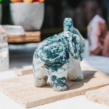 4" Moss Agate Elephant