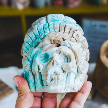 Blue Aragonite Indian Skull