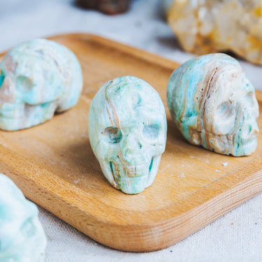 1.5" Blue Aragonite Skull