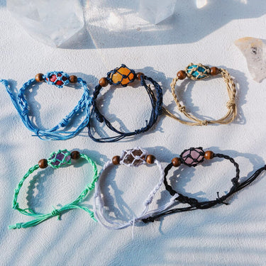 【Cord Bracelet】Natural Crystal Cage Bracelet