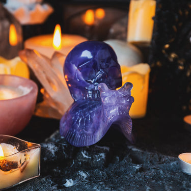 Fluorite Skull With Snail