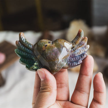 Ocean Jasper Heart With Wing