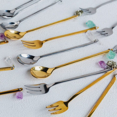 Creative Natural Crystal Hanging Coffee Fork And Spoon Set