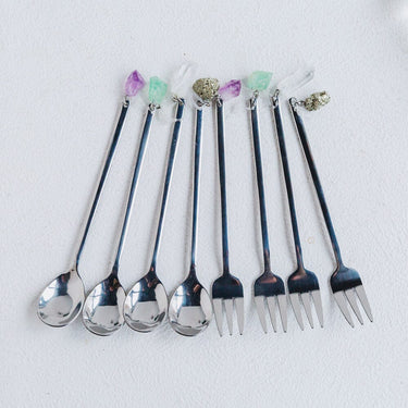 Creative Natural Crystal Hanging Coffee Fork And Spoon Set