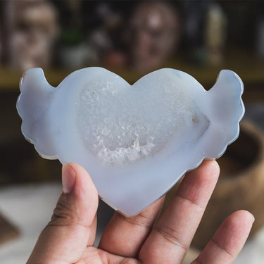 Geode Agate Heart With Wing