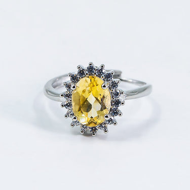 Round Tea Yellow Crystal Ring