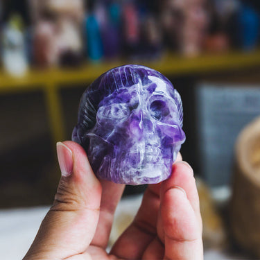 2" Dream Amethyst Muscle Skull